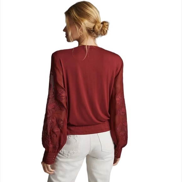 SOLD Anthropologie Embroidered Floral Buttondown - Picture 3 of 4